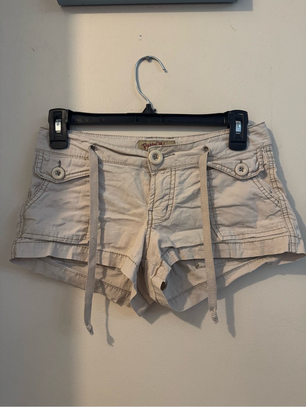 Paris Blues Beige Drawstring Cargo Shorts - Women's